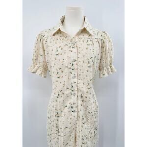 Petal & Pup Cream Yellow Floral Romper Shorts One Piece Cottagecore Jumpsuit S